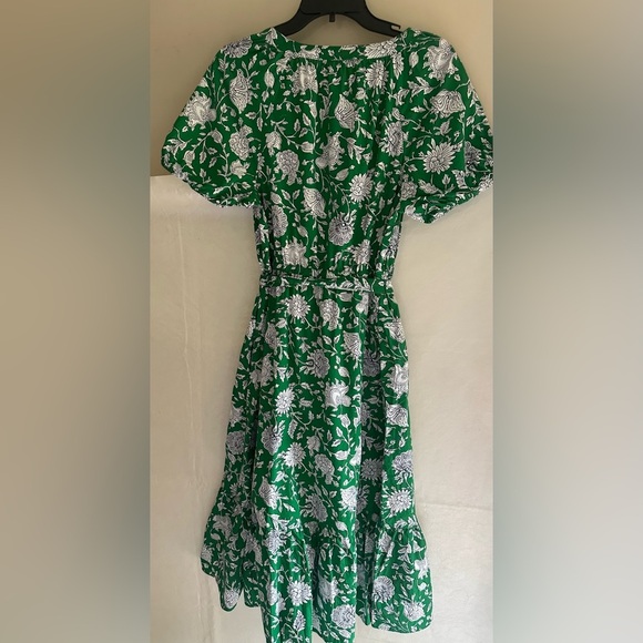 J. Crew Green Pleated Maxi Sundress with Flutter Sleeves - Picture 10 of 11